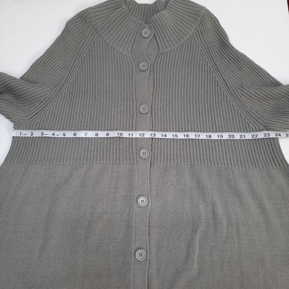 Woman Within Long Sleeve Womens Cable Knit Dress Cardigan Mock Neck Gray Size X1 - Picture 6 of 10